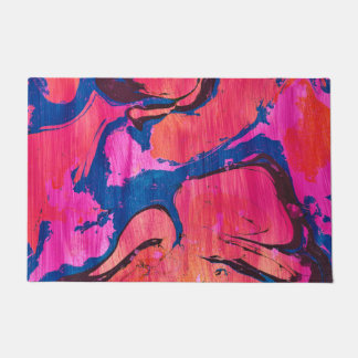 Dappere 1 Rood Blauw Ebru Stijl Abstracte deurmat