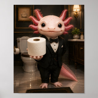 Dappere Axolotl Biedt Toiletpapier Aan Poster