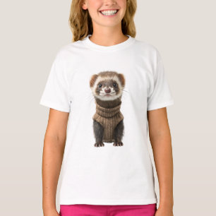 Dappere bruine fret in een knusse trui kinderen t-shirt