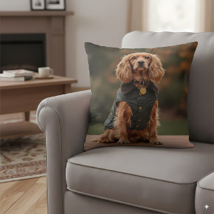 Dappere Dachshund in Groene Jas Kussen