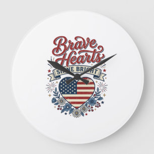 Dappere Harten Patriottisch Vintage Bloemendesign  Grote Klok