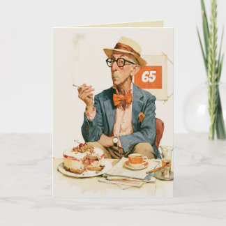 Dappere heer met koffie en cake kaart