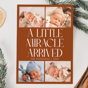 Dappere Kleine Wonder Kerst Terracotta Foto Geboor Aankondiging