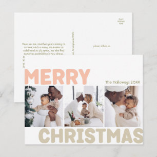 Dappere moderne vrolijk kerstfeest jaaroverzicht 3 feestdagenkaart