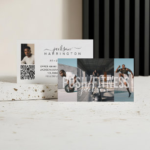 Dappere Personal Fitness Trainer Foto Collage Scri Visitekaartje