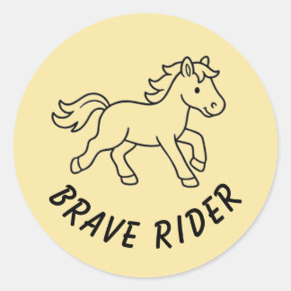 Dappere Ruiter Paard - Pastel Geel Ronde Sticker