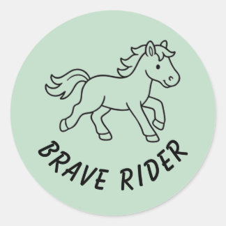 Dappere Ruiter Paard Salie Groen Ronde Sticker