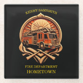 Dapperheid en toewijding brandweer glazen onderzetter (Voorkant)