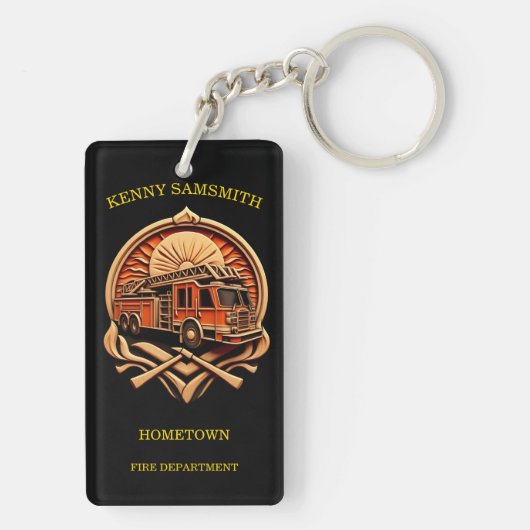Dapperheid en toewijding brandweer sleutelhanger (achterkant)