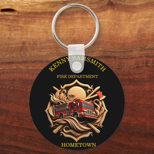 Dapperheid en toewijding brandweer sleutelhanger (Achterkant)