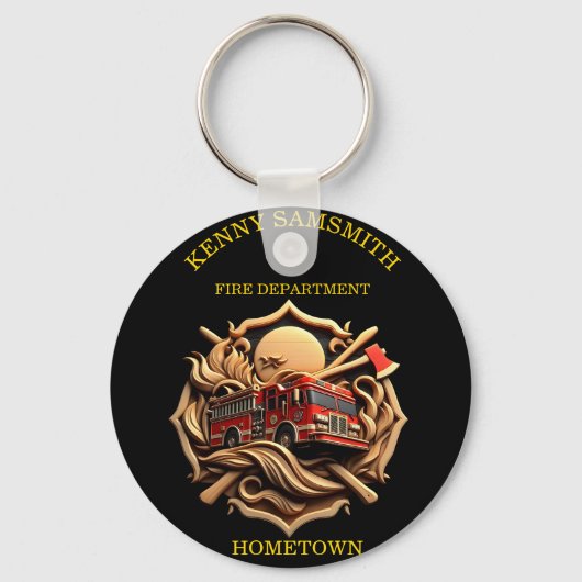 Dapperheid en toewijding brandweer sleutelhanger (Achterkant)