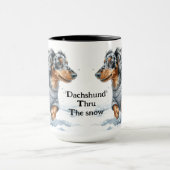 Dapple Dachshund Christmas Coffee Mug Cup (Centre)