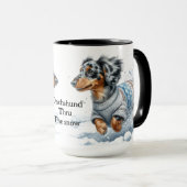 Dapple Dachshund Christmas Coffee Mug Cup (Devant droit)