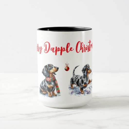 Dapple Dachshund Christmas Mok Cup (Midden)