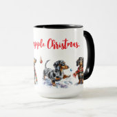 Dapple Dachshund Christmas Mug Cup (Devant droit)