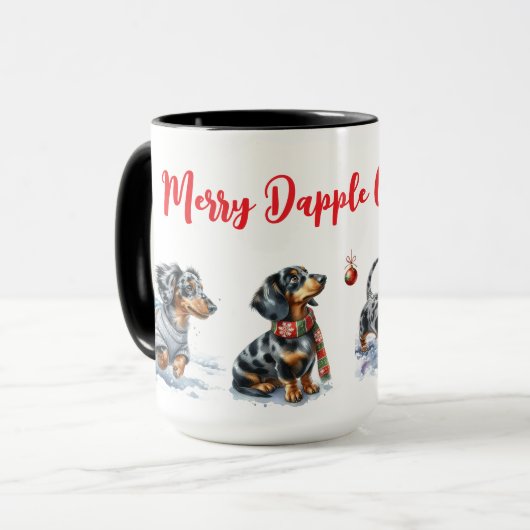 Dapple Dachshund Christmas Mug Cup (Devant gauche)