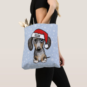 Dapple Dachshund Santa Schattige Wiener Dog Draagtas