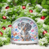 DAPPLE DACHSHUND SNOW GLOBE (Noël)