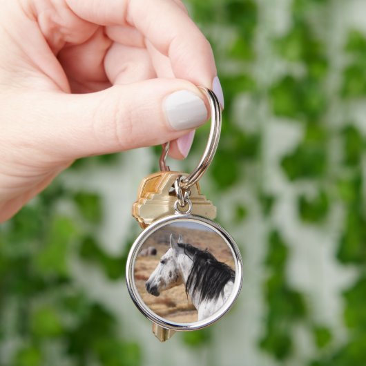 Dapple Grey Wild Paard op Utah Range Sleutelhanger (Hand)