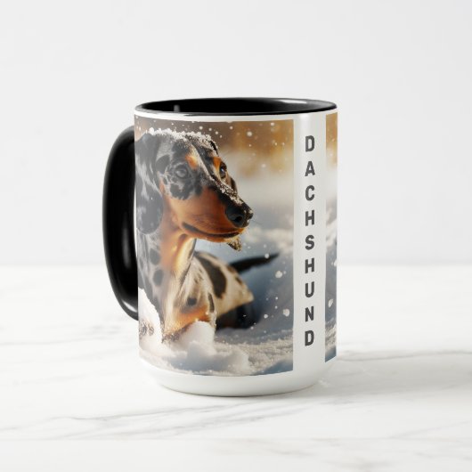 Dapple Teckel Kerst Koffie Mok Cup (Voorkant links)