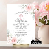 DAPTISME Waterverf Roze Rose Meisje Invitation Kaart