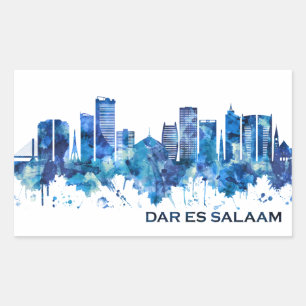 Dar es Salaam Tanzania Skyline Blue Rechthoekige Sticker