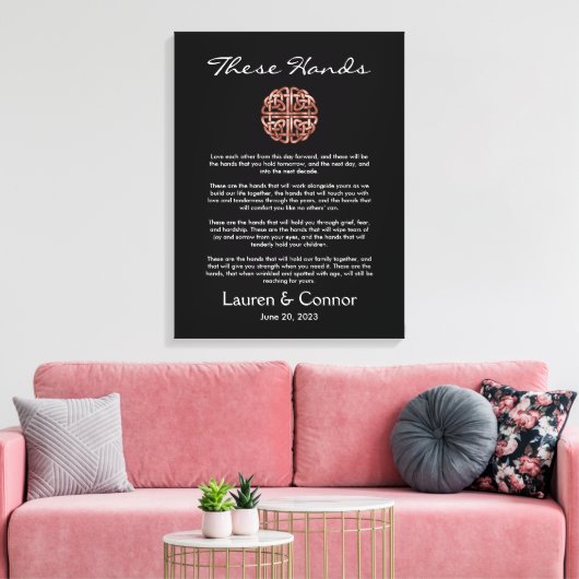 Dara Knot Irish Handfasting Wedding Vows Canvas Afdruk (Insitu (Woonkamer))