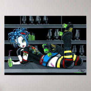 "Darby" Roller Derby Schaats Girl Poster