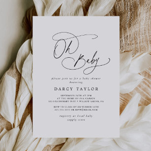 DARCY Boho Modern Zwart Wit Oh Baby Baby shower Kaart