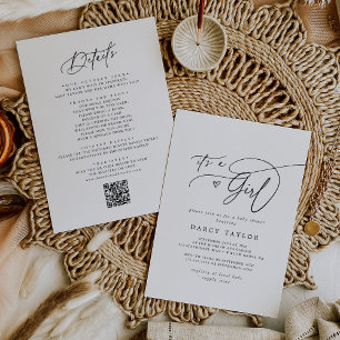 DARCY Classic Zwart Wit Het is een meisje Baby sho Kaart