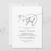 DARCY Classic Zwart Wit Het is een meisje Baby sho Kaart (Voorkant)