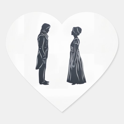Darcy & Elizabeth silhouette Hart Sticker (Voorkant)