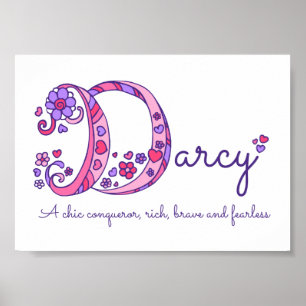 Darcy initiaal D doedle art name betekenisvolle Poster