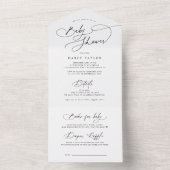 DARCY Modern Zwart Wit Luier Raffle Baby shower All In One Uitnodiging (Binnen)