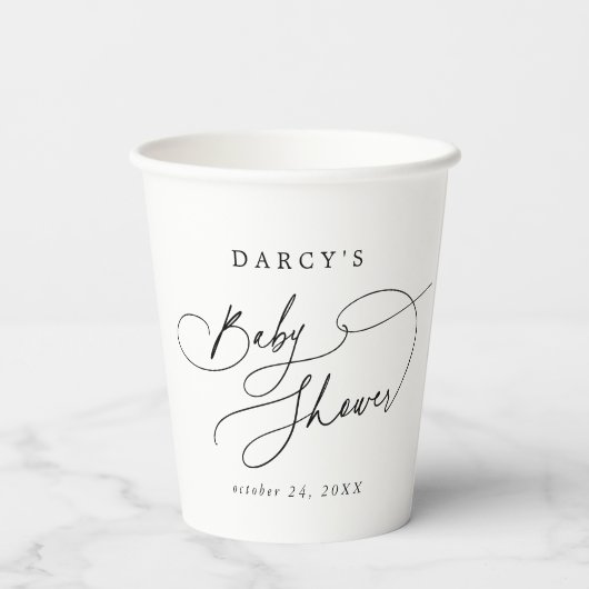 DARCY Unique Classic Boho Zwart Wit Baby shower Papieren Bekers (Achterkant)