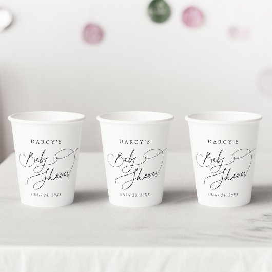 DARCY Unique Classic Boho Zwart Wit Baby shower Papieren Bekers