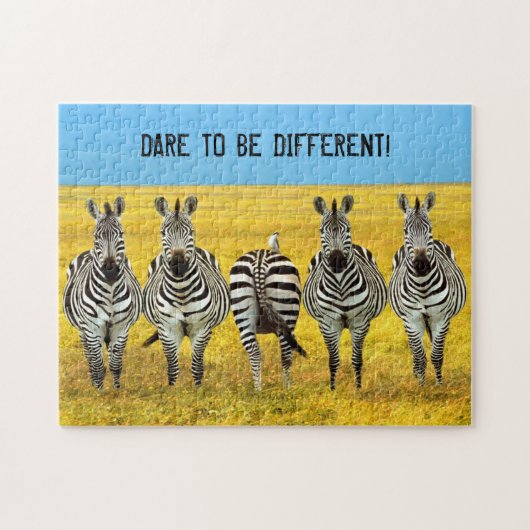 Dare om anders te zijn! Zebra Jigzaag Puzzle Legpuzzel (Horizontaal)