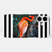 Dare to be Difference Flamingo Black White Stripes Case-Mate iPhone Case (Achterkant (horizontaal))