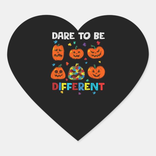 Dare to be Difference Pumpkin Autism Halloween Hart Sticker (Voorkant)