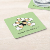 Dare to be Different Black Sheep Vierkante Kartonnen Onderzetter (Schuin)