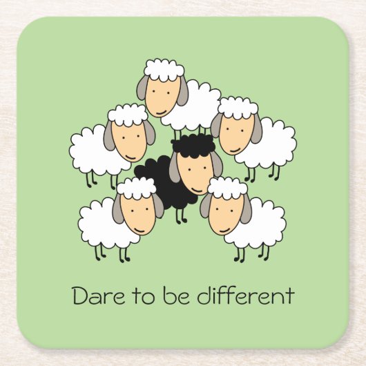 Dare to be Different Black Sheep Vierkante Kartonnen Onderzetter (Voorkant)