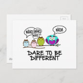DARE TO BE DIFFERENT - OWLS BRIEFKAART (Voorkant / Achterkant)