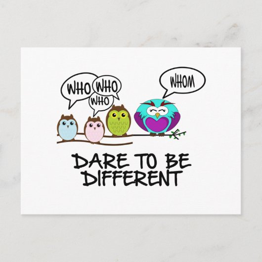 DARE TO BE DIFFERENT - OWLS BRIEFKAART (Voorkant)