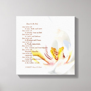 "Dare to be Rich" Orchid Canvas Afdruk