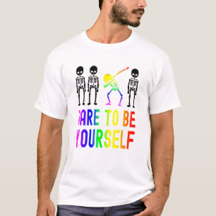 Dare to be uzelf lobt Pride Skeleton Dabbing 1 T-shirt
