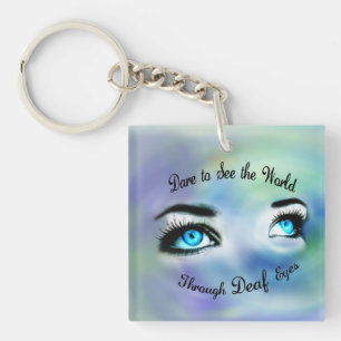 Dare to See the World...vierkante acrylsleutelhang Sleutelhanger