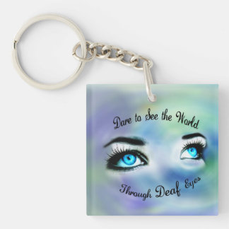 Dare to See the World...vierkante acrylsleutelhang Sleutelhanger