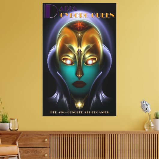 Daria Cyborg Queen Canvas Print (Insitu (Woonkamer))