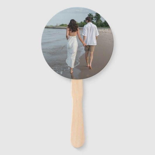 Daria kobalt blauw moderne bruiloft handwaaier (Achterkant)