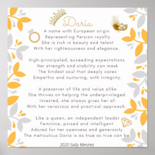 "Daria" Naam gedicht Poster